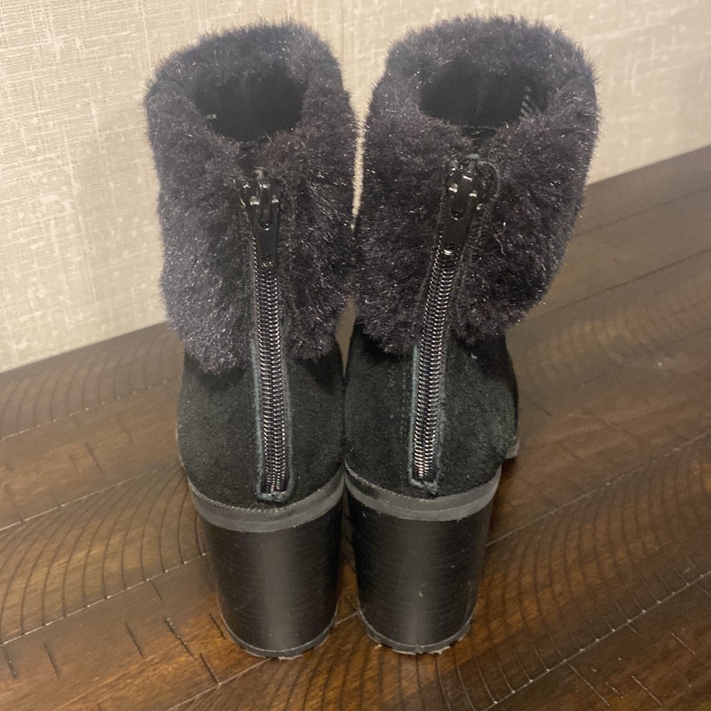 Halston Black Suede Faux Fur Boots - Picture 3 of 9